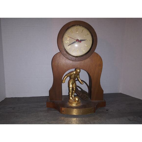 Soccer Coach Trophy Tribute Wooden Mantel Clock - Picture 2 of 10